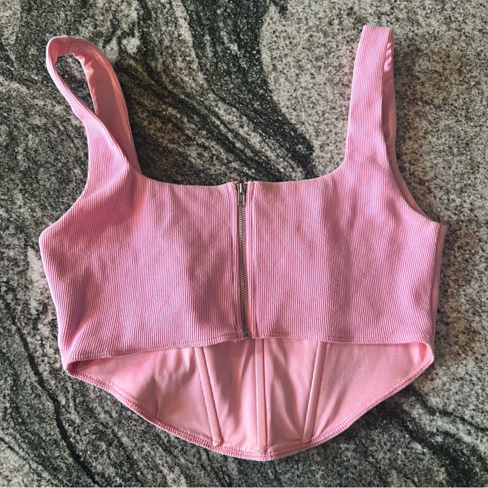 PRINCESS POLLY | Kaeshia Rib Bustier Bubblegum Pink Lower Impact Corset Top🩷 - Picture 5 of 12